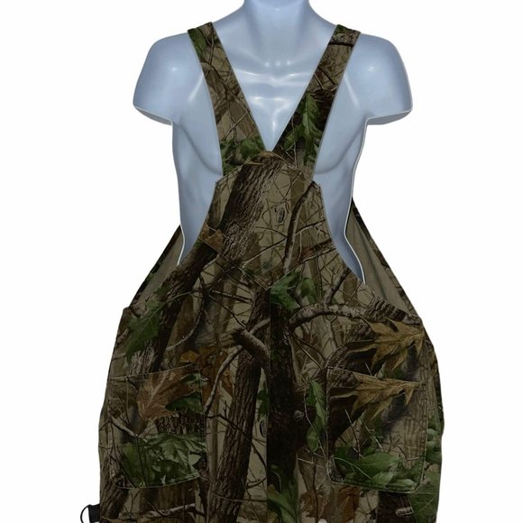 Rare HTF Tough Duck Green Camouflage Denim Hunting Outdoors Bib Overalls XL - Picture 6 of 11